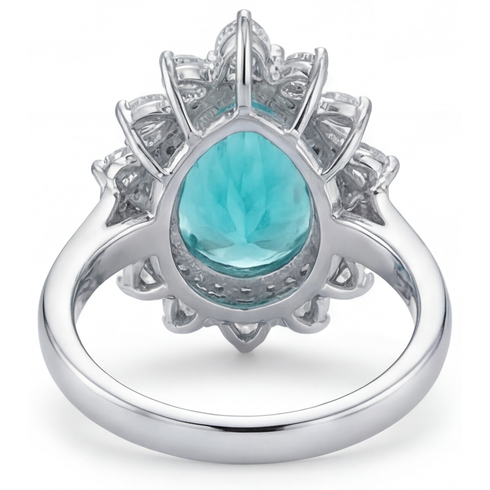 Paraiba Neon Anello con Pavé Halo 6,50-carati Oro Bianco 14K – vista profilo