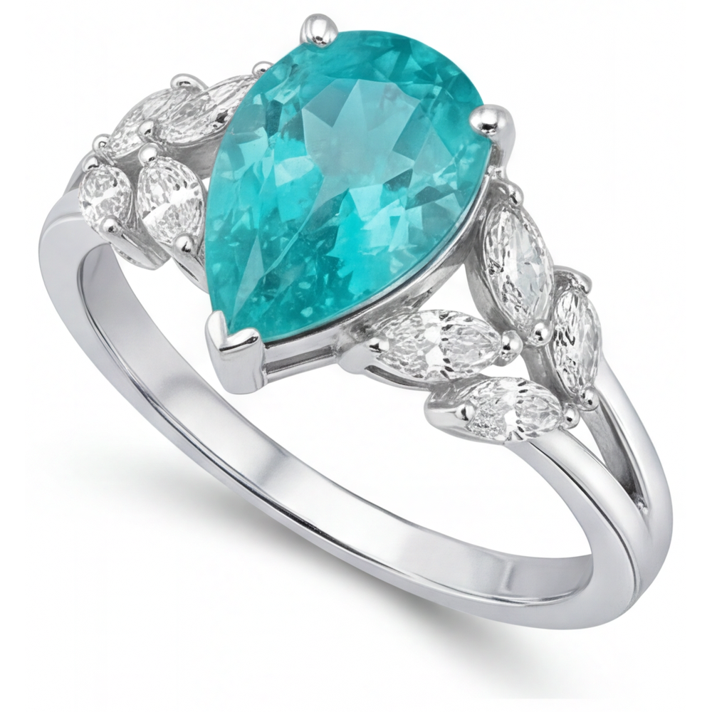 Paraiba Neon Anello con Pietra Preziosa – vista laterale