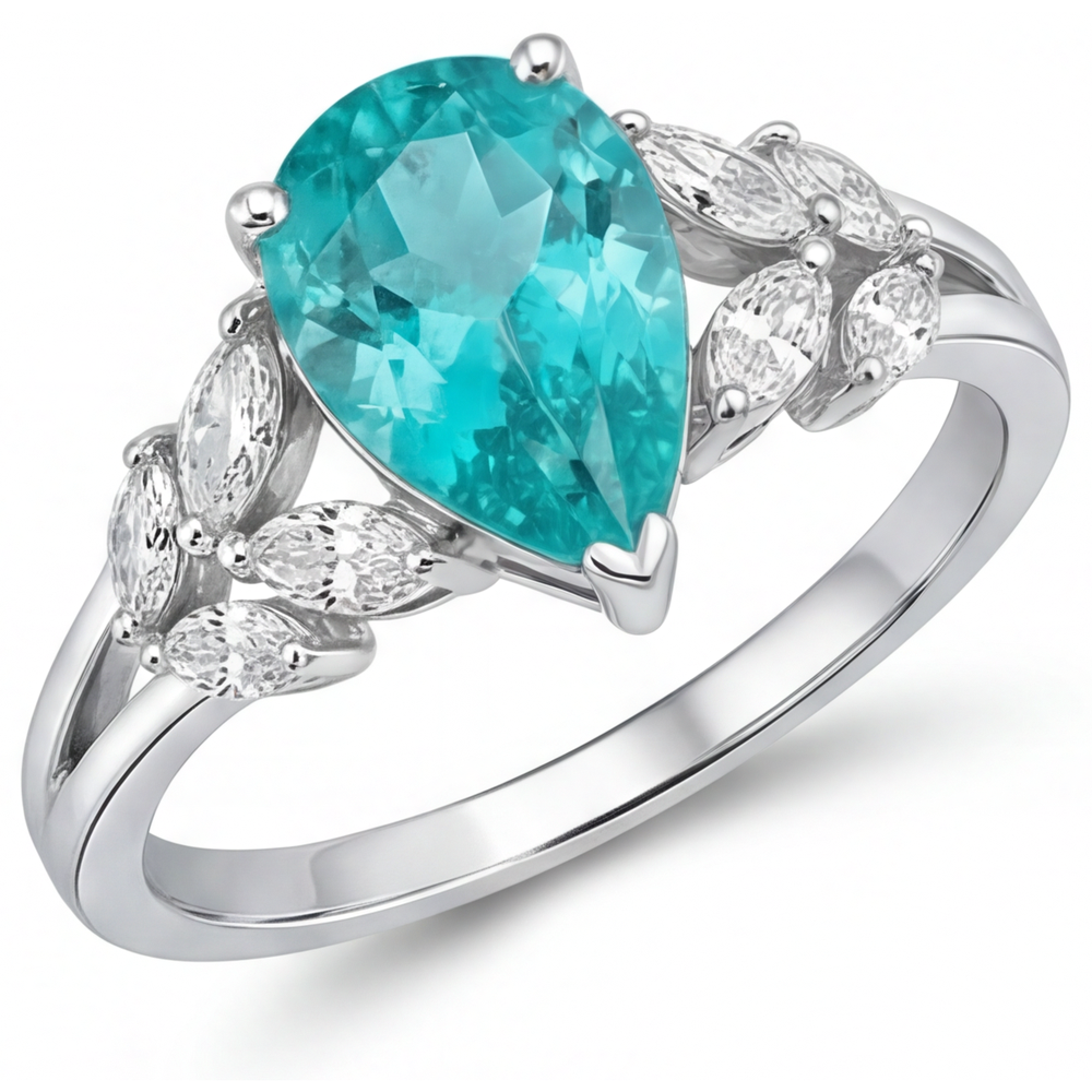 Scintillante Paraiba Neon Anello con Pietra Preziosa 2 carati – vista angolare