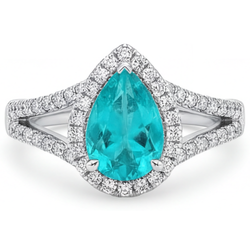 Elegante Purezza VVS Paraiba Neon Anello di Fidanzamento Halo