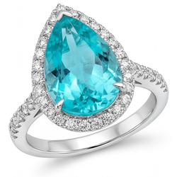 Realizzato a mano Anello di Fidanzamento Halo con Paraiba Neon