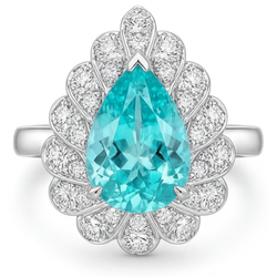 VVS Anello Halo – Paraiba Neon 5 carati Oro Bianco 14K
