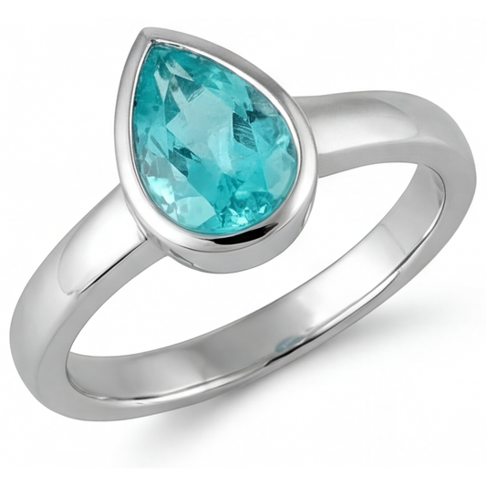 Paraiba Neon Anello Pietra Colorata 1,25-carati Oro 14 Carati Bianco – vista principale