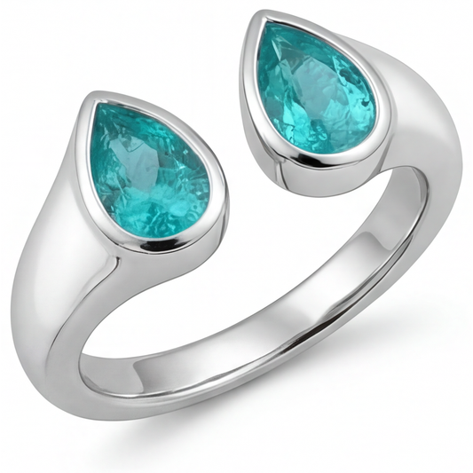 Elegante Paraiba Neon Anello Pietra Colorata 1 carati – vista frontale