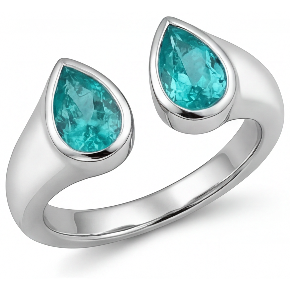 Paraiba Neon Anello Pietra Colorata – vista laterale