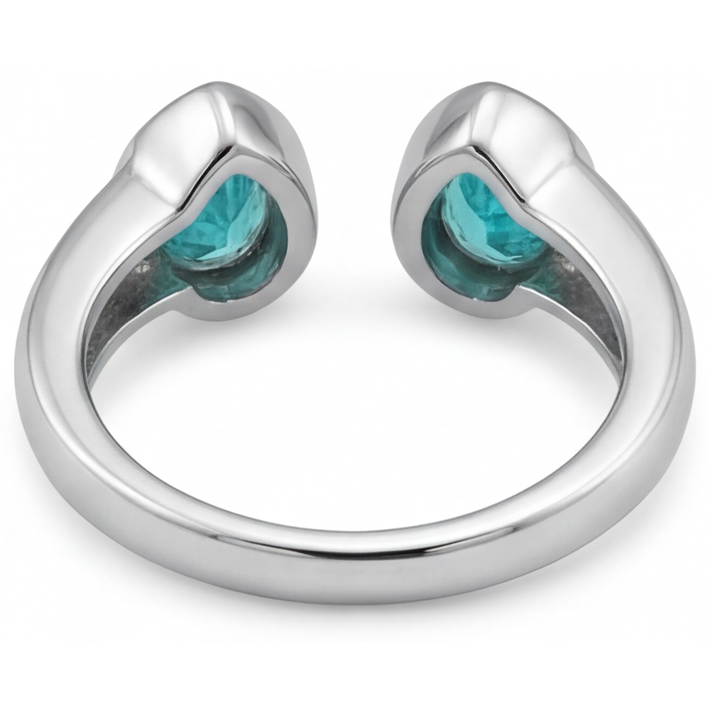 Paraiba Neon Taglio a Pera Anello Pietra Colorata in Oro Bianco 14K – vista angolare