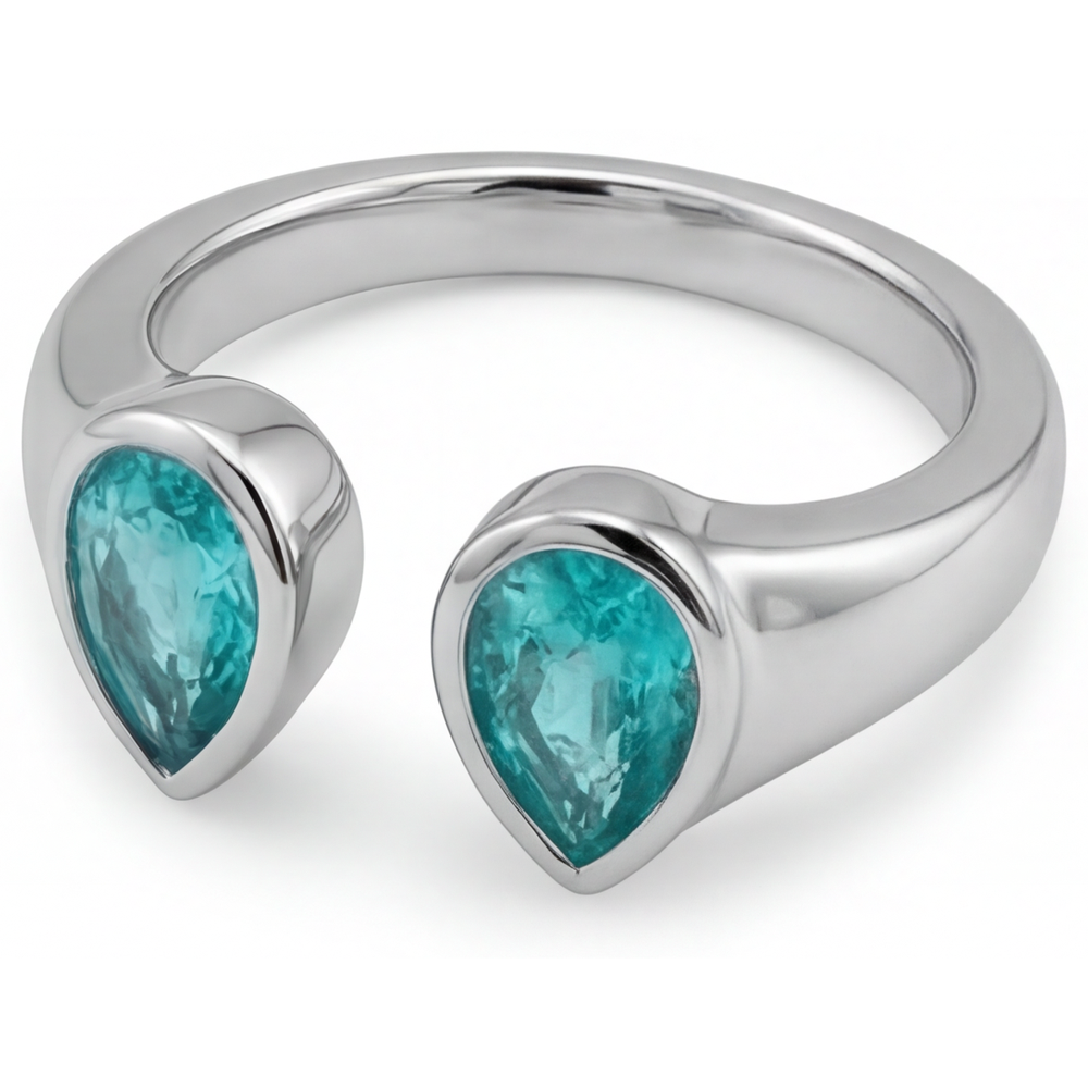Elegante Paraiba Neon Anello Pietra Colorata 1 carati – vista profilo