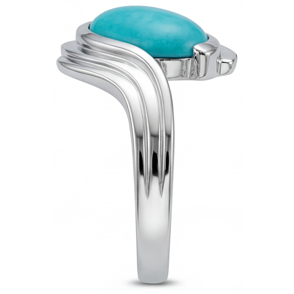 Taglio a Pera Paraiba Neon anello in Oro 14 Carati Bianco – vista dall'alto