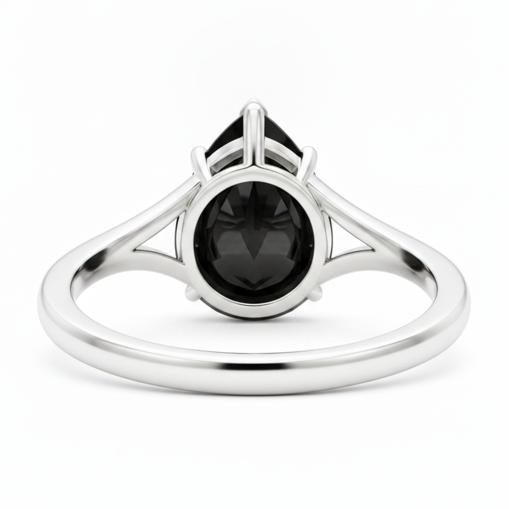 Anello solitario con diamante autentico taglio a goccia da 6 carati, montatura a cattedrale, in oro bianco Black Hills 14K