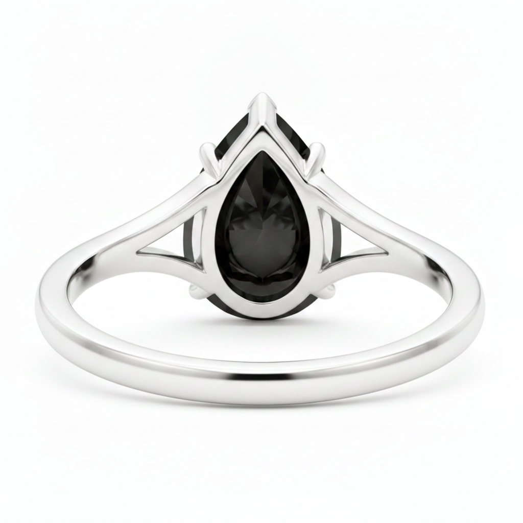Anello solitario con diamante autentico taglio a goccia da 6 carati, montatura a cattedrale, in oro bianco Black Hills 14K