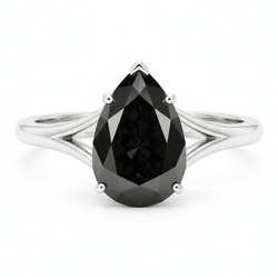 Anello solitario con diamante autentico taglio a goccia da 6 carati, montatura a cattedrale, in oro bianco Black Hills 14K