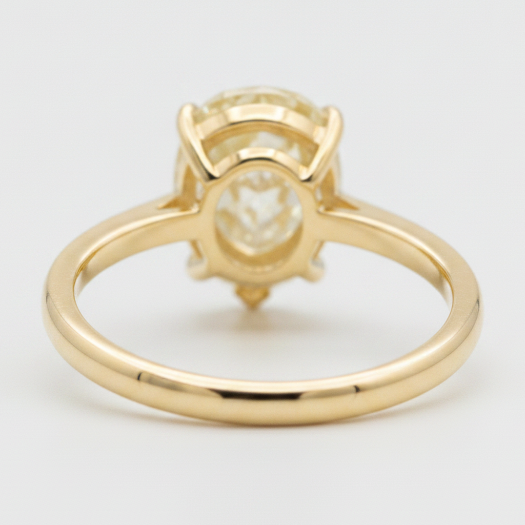 Anello di Fidanzamento Solitario con Larimar e Diamante a Goccia Giallo Fantasia Naturale da 2 Carati in Oro 18K