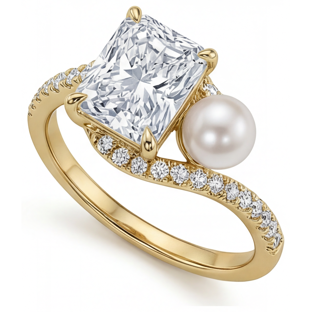 Radiant Perla anello in Oro Giallo 14K – vista frontale