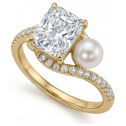 Radiant Perla anello in Oro Giallo 14K – vista frontale