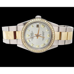 perpetuo Datejust ostrica acciaio inossidabile e oro quadrante bianco romano orologio Rolex SET RAPIDO