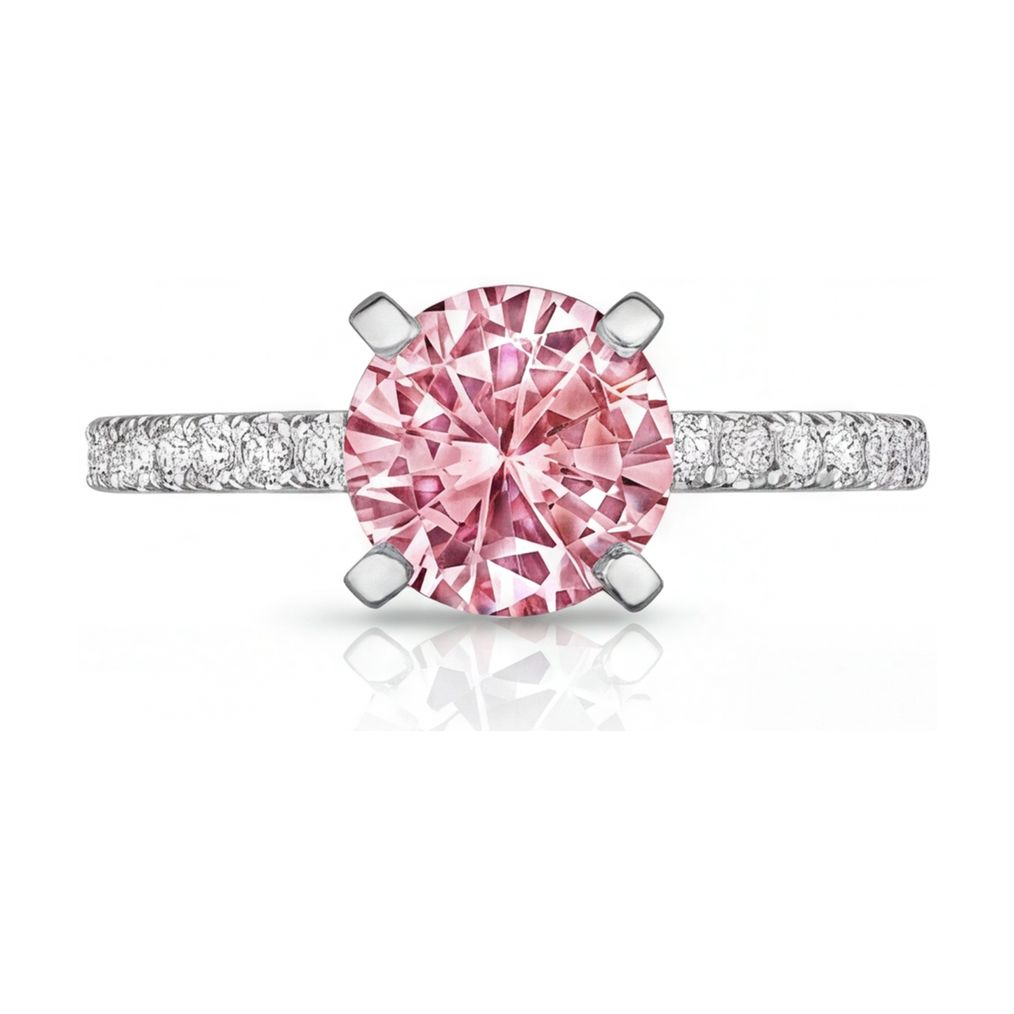 Anello anniversario con diamante rosa taglio rotondo da 1,66 carati