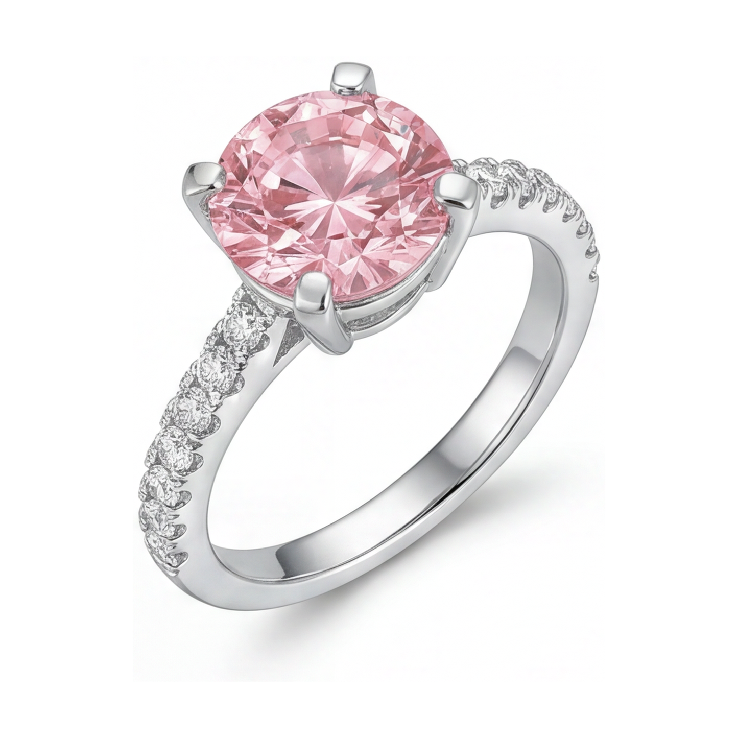 Anello anniversario con diamante rosa taglio rotondo da 1,66 carati