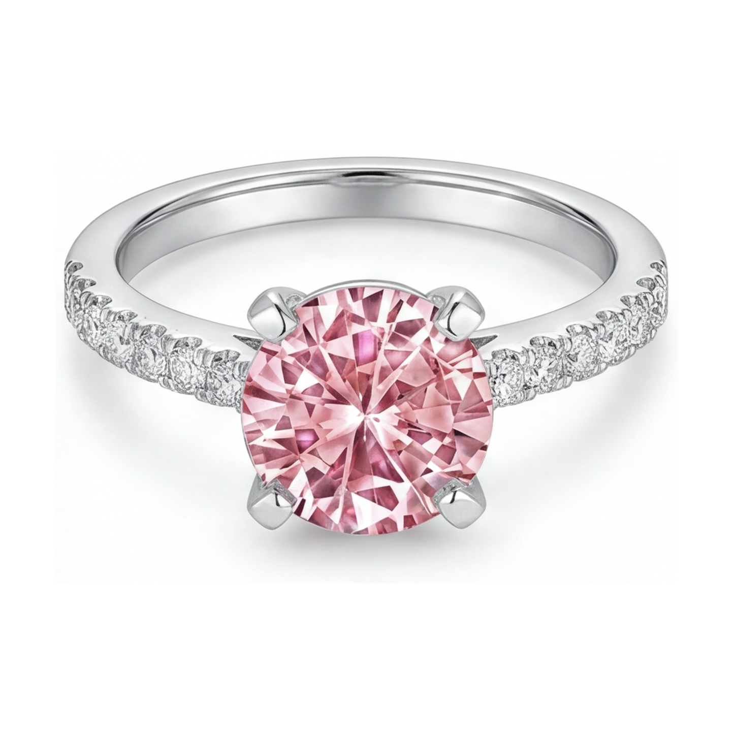 Anello anniversario con diamante rosa taglio rotondo da 1,66 carati