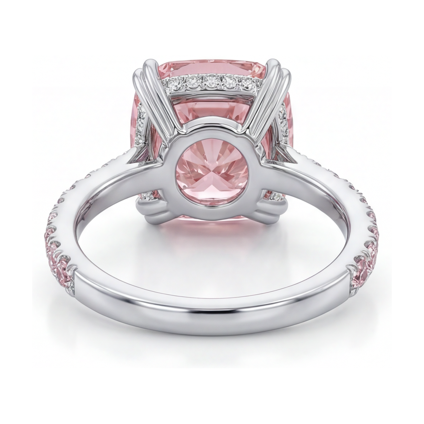 Anello da anniversario con diamante rosa taglio cuscino da 4,4 carati