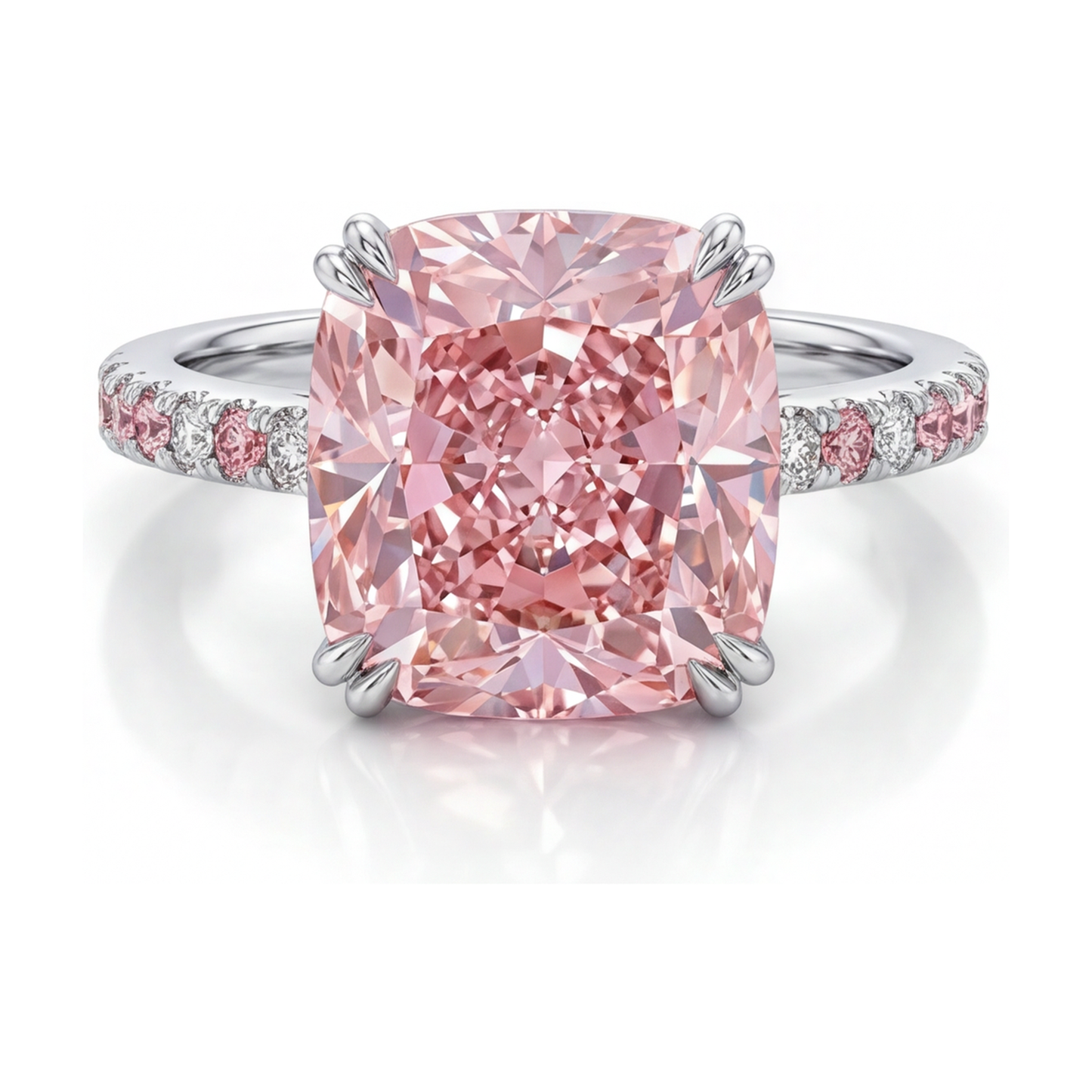 Anello da anniversario con diamante rosa taglio cuscino da 4,4 carati