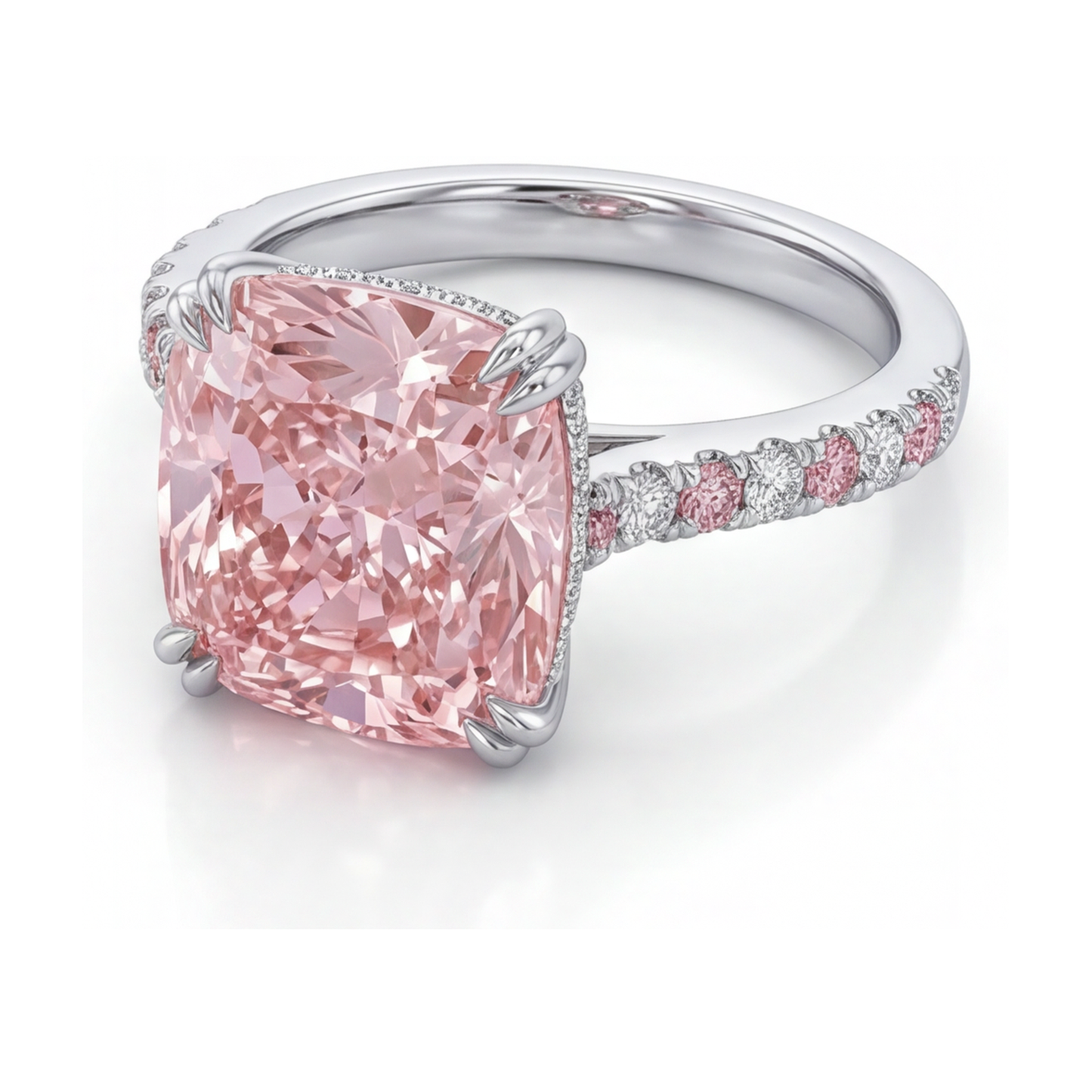 Anello da anniversario con diamante rosa taglio cuscino da 4,4 carati