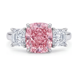 Anello per anniversario con diamante rosa taglio a cuscino da 4,5 carati