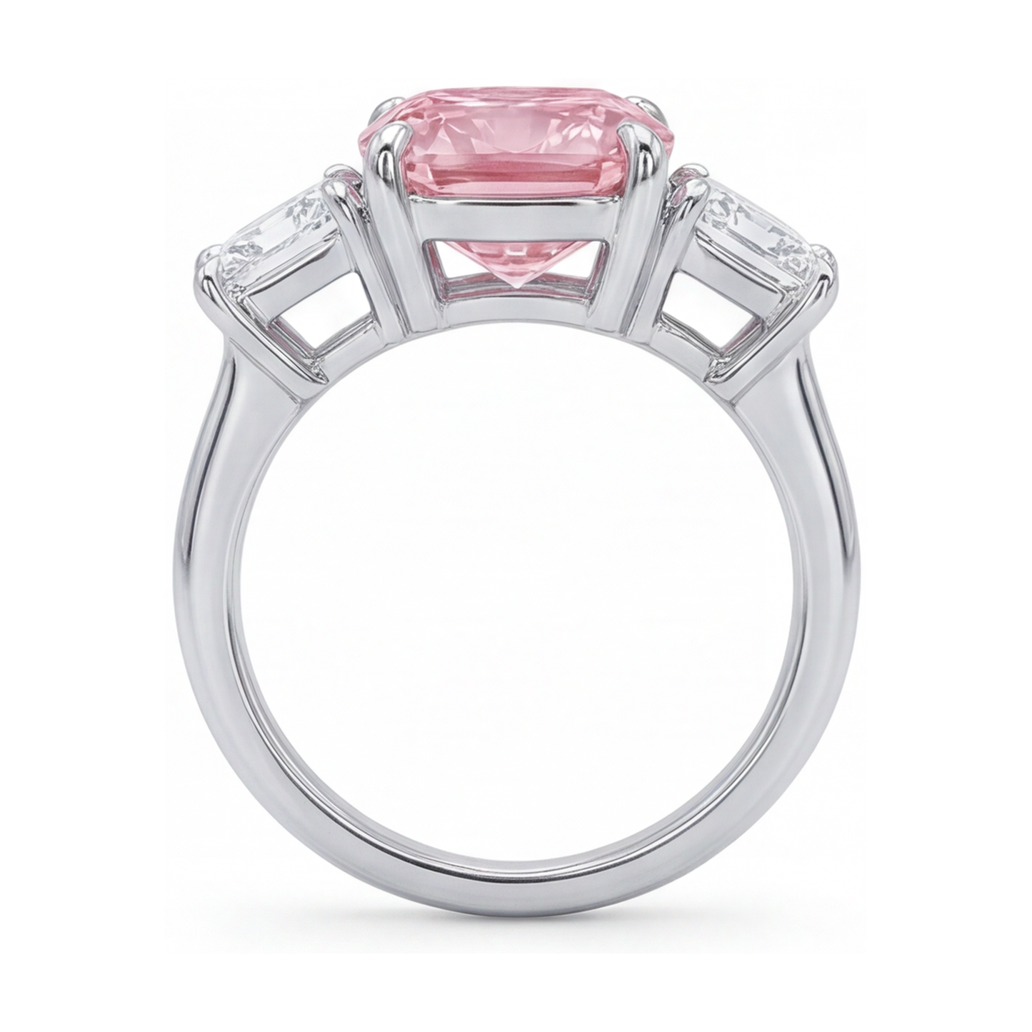 Anello per anniversario con diamante rosa taglio a cuscino da 4,5 carati