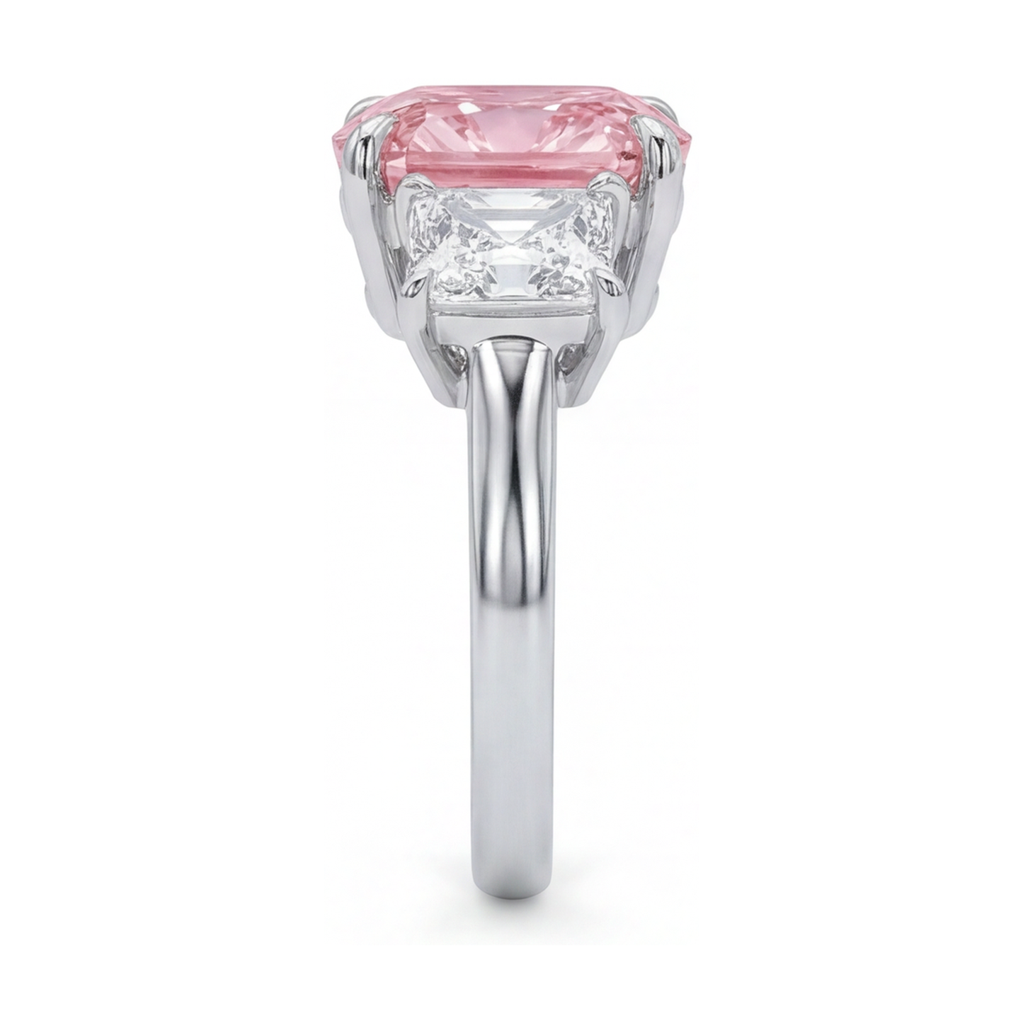 Anello per anniversario con diamante rosa taglio a cuscino da 4,5 carati