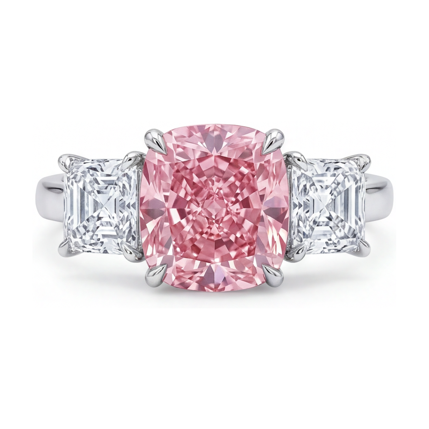 Anello per anniversario con diamante rosa taglio a cuscino da 4,5 carati