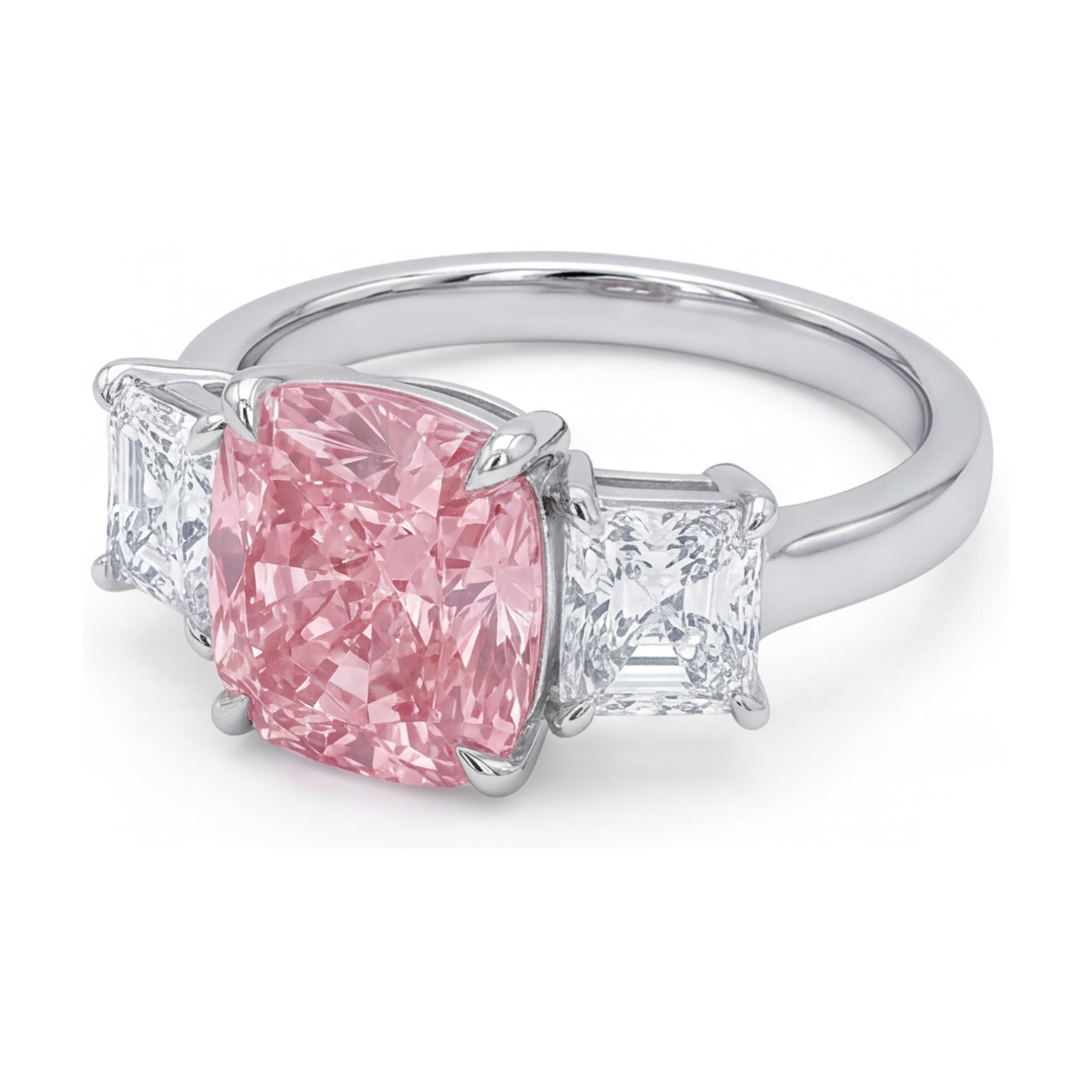 Anello per anniversario con diamante rosa taglio a cuscino da 4,5 carati
