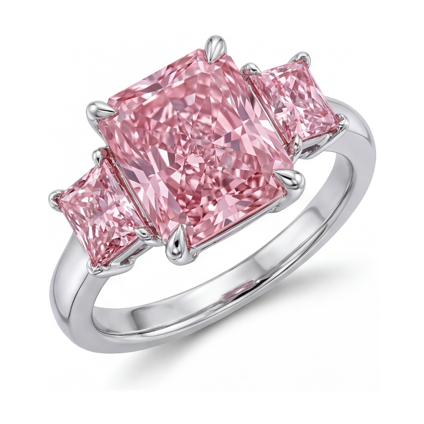 Anello di anniversario con diamante rosa taglio radiant da 4,9 carati