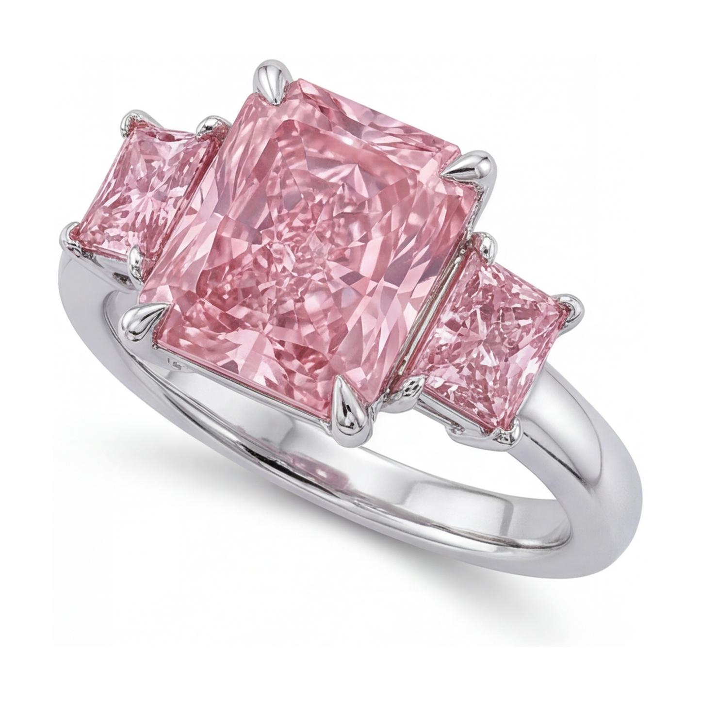 Anello di anniversario con diamante rosa taglio radiant da 4,9 carati