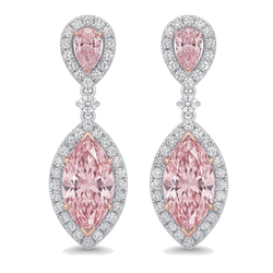Orecchini pendenti con diamanti rosa da laboratorio 3,5 carati marquise Halo in Oro Bianco 14K