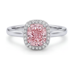 Anello di Fidanzamento con Diamante Rosa Taglio Cuscino da 1,21 Carati