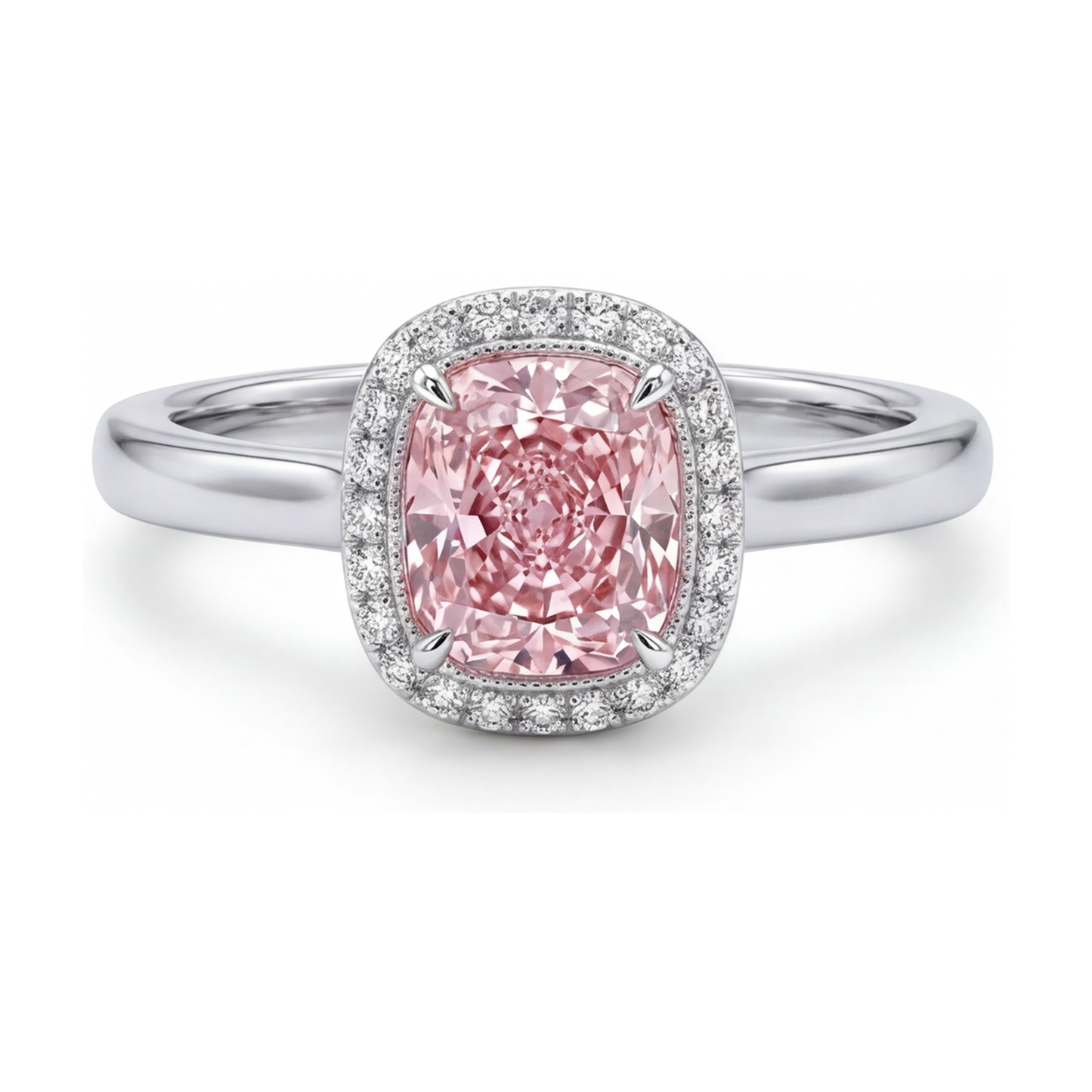 Anello di Fidanzamento con Diamante Rosa Taglio Cuscino da 1,21 Carati
