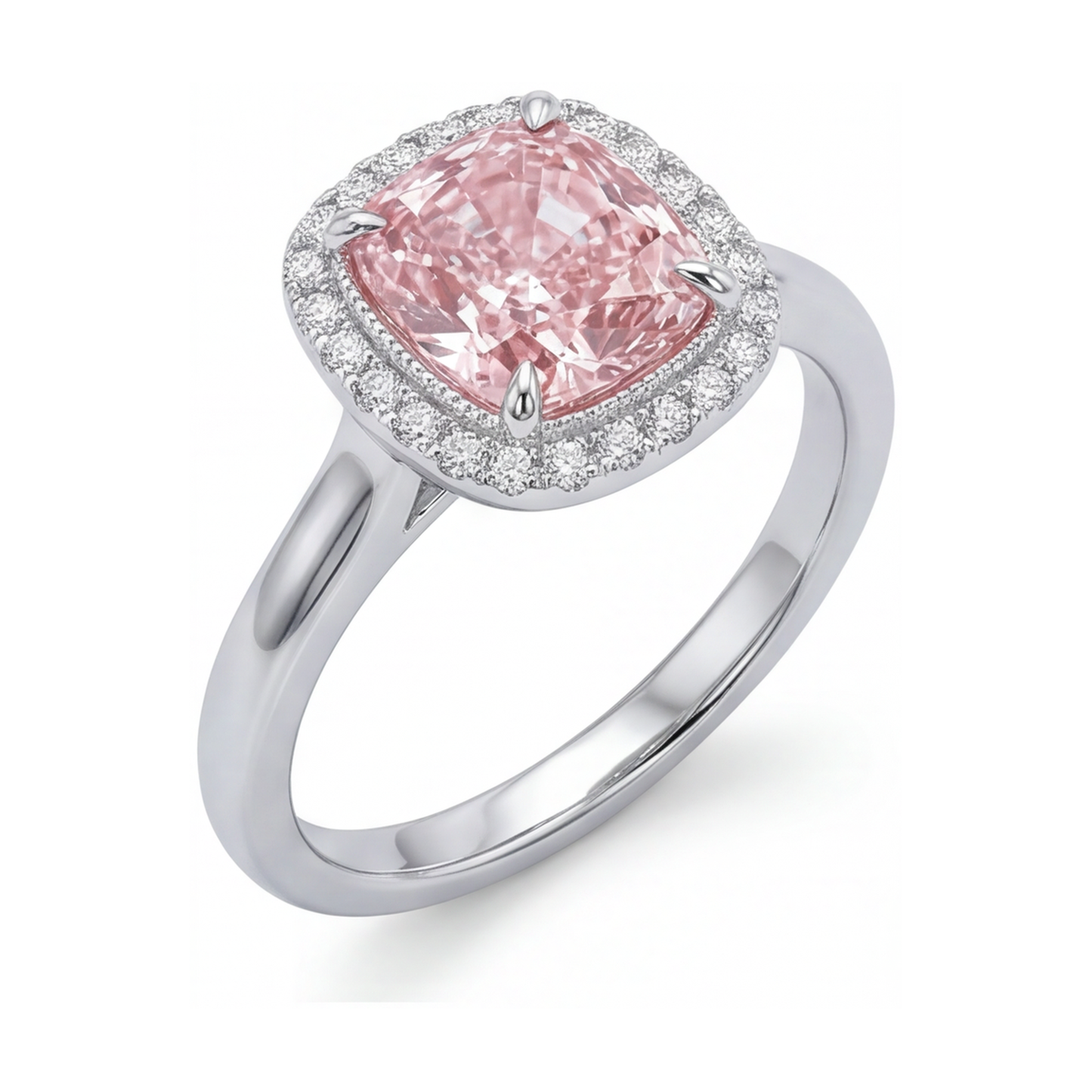 Anello di Fidanzamento con Diamante Rosa Taglio Cuscino da 1,21 Carati