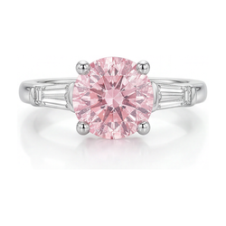 Anello di Fidanzamento con Diamante Rosa Taglio Rotondo da 3,1 Carati