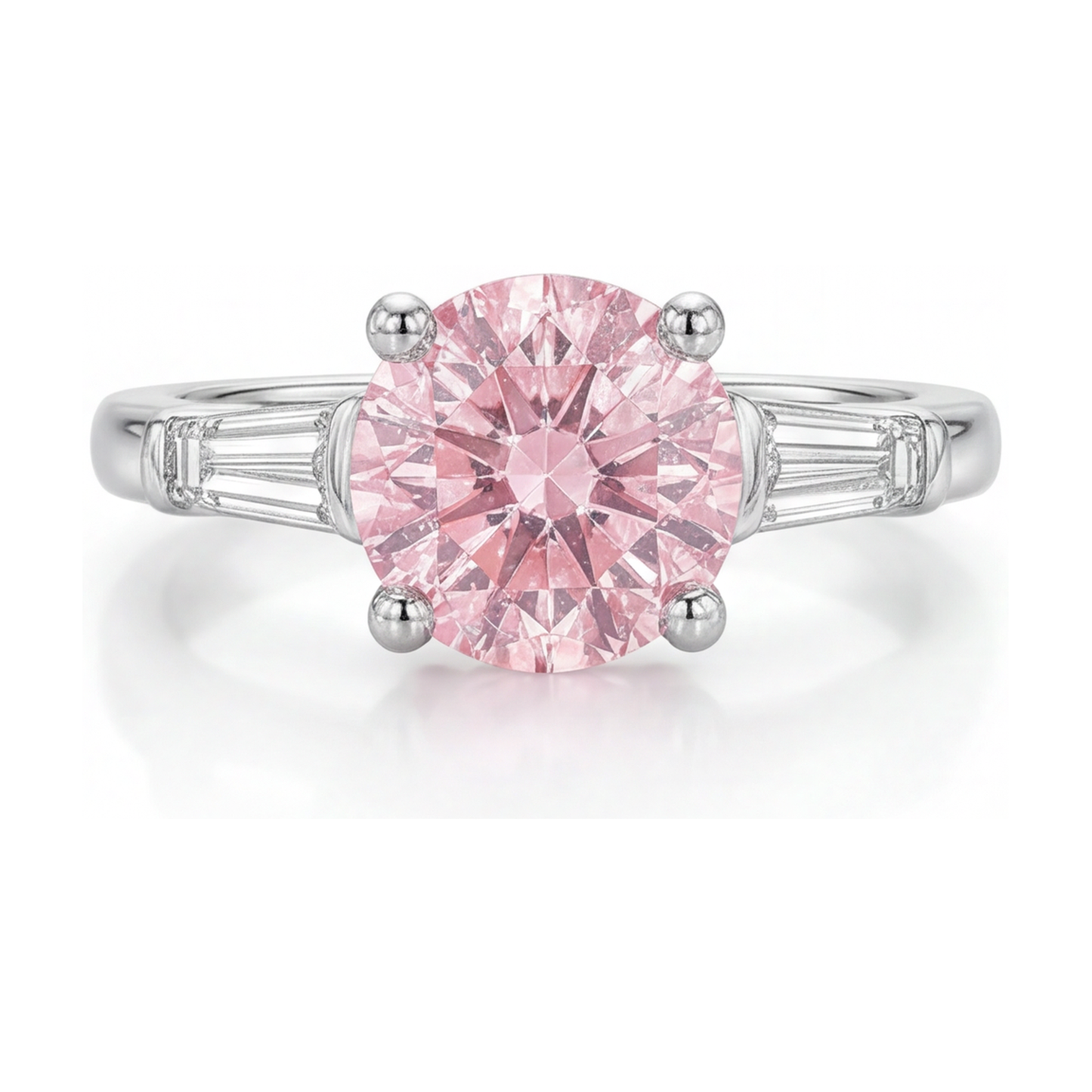 Anello di Fidanzamento con Diamante Rosa Taglio Rotondo da 3,1 Carati