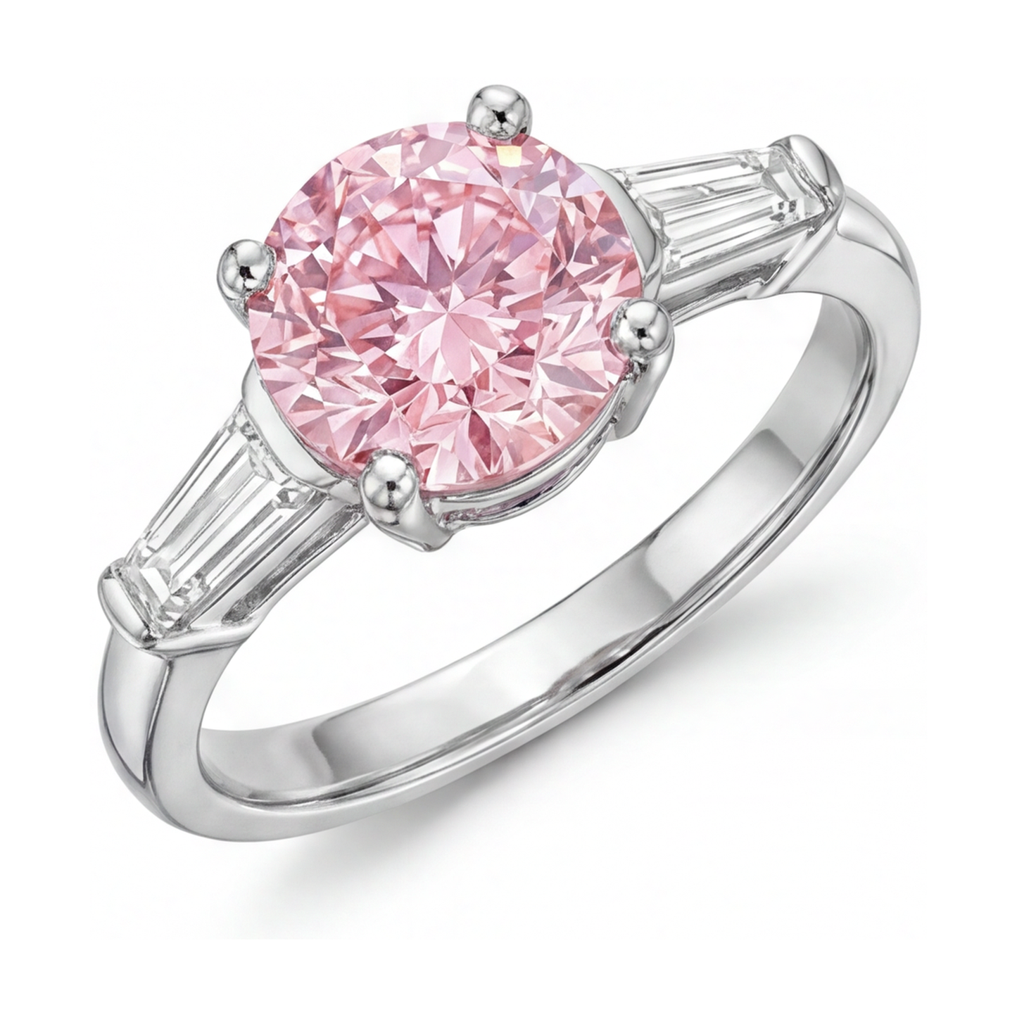 Anello di Fidanzamento con Diamante Rosa Taglio Rotondo da 3,1 Carati
