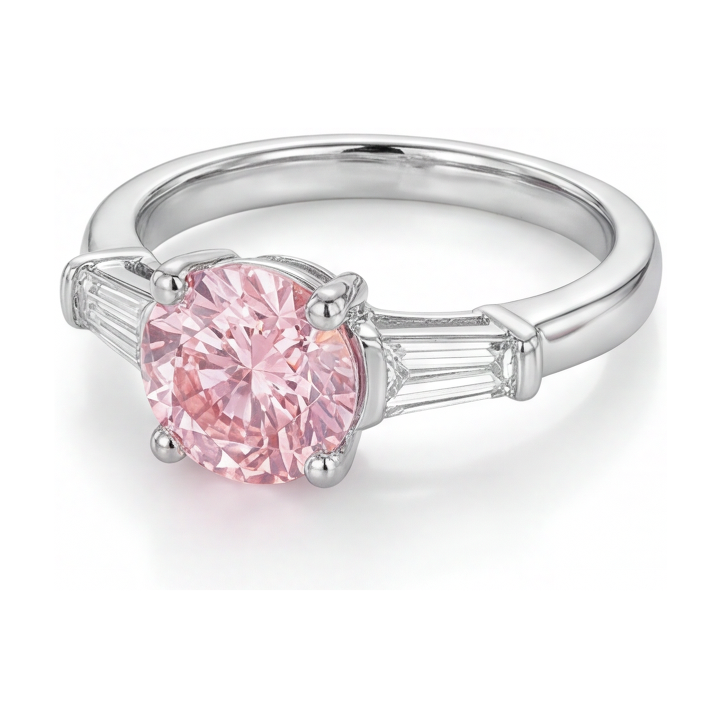 Anello di Fidanzamento con Diamante Rosa Taglio Rotondo da 3,1 Carati