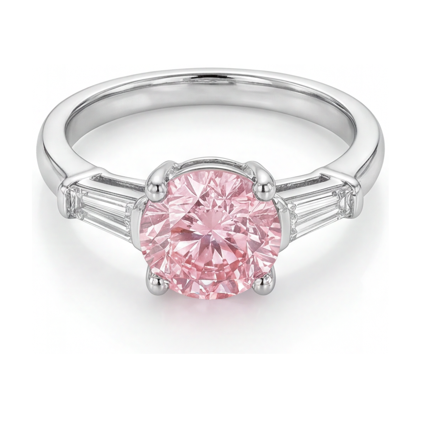 Anello di Fidanzamento con Diamante Rosa Taglio Rotondo da 3,1 Carati