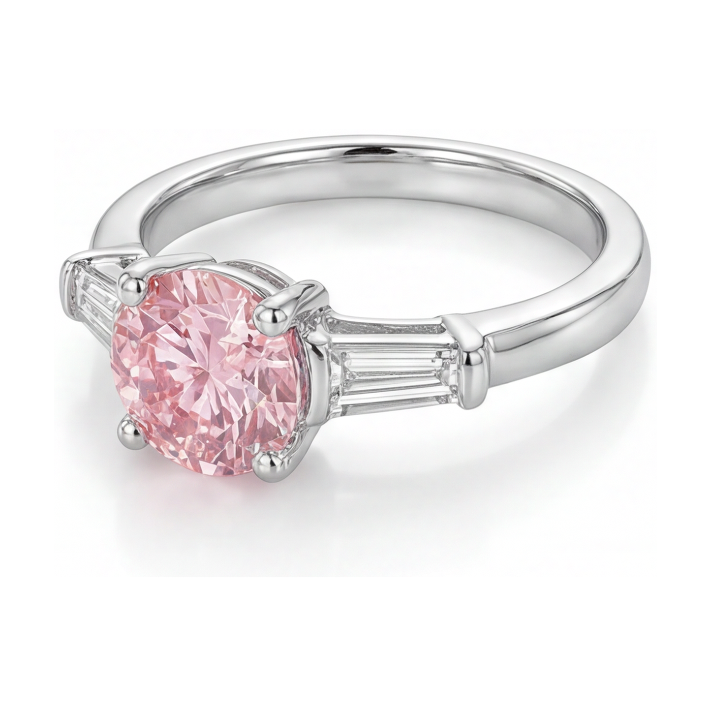 Anello di Fidanzamento con Diamante Rosa Taglio Rotondo da 3,1 Carati
