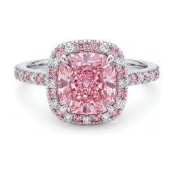 Anello di Fidanzamento con Diamante Rosa Taglio a Cuscino da 3,2 Carati