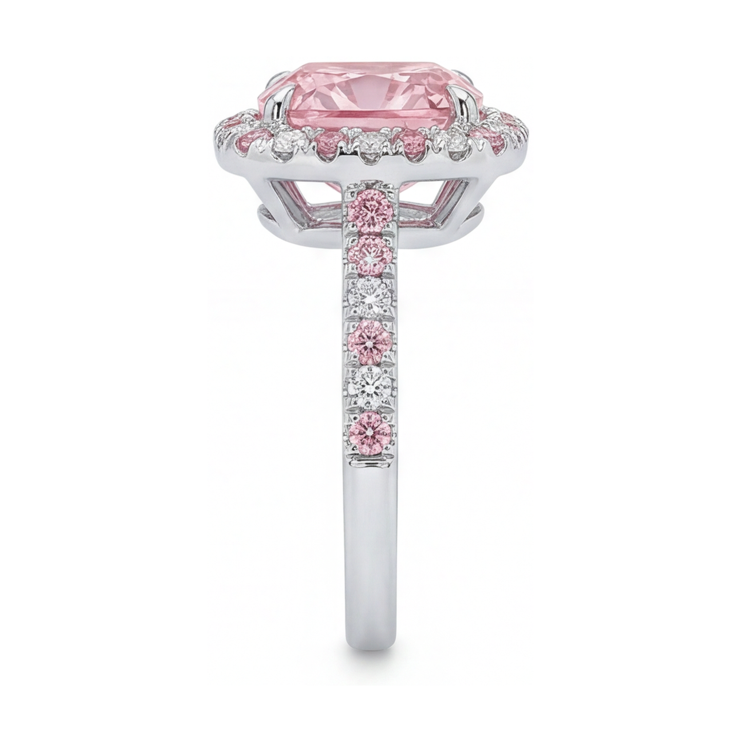 Anello di Fidanzamento con Diamante Rosa Taglio a Cuscino da 3,2 Carati