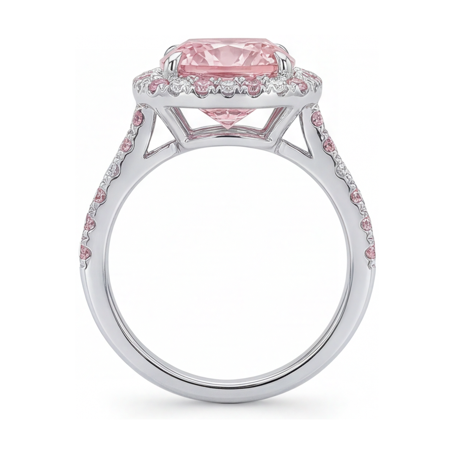 Anello di Fidanzamento con Diamante Rosa Taglio a Cuscino da 3,2 Carati