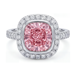 Anello di Fidanzamento con Diamante Rosa Taglio Cuscino da 3,35 Carati
