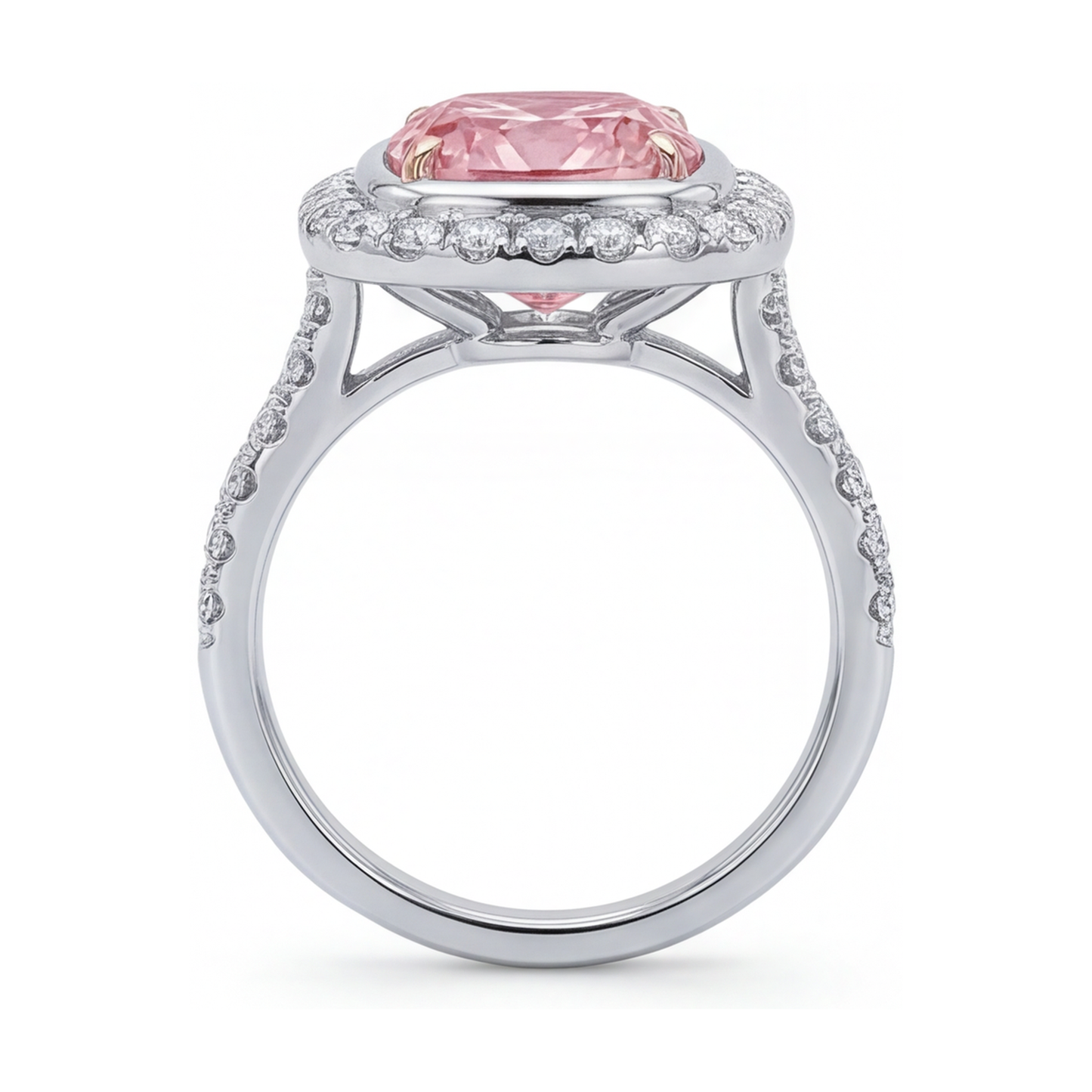Anello di Fidanzamento con Diamante Rosa Taglio Cuscino da 3,35 Carati