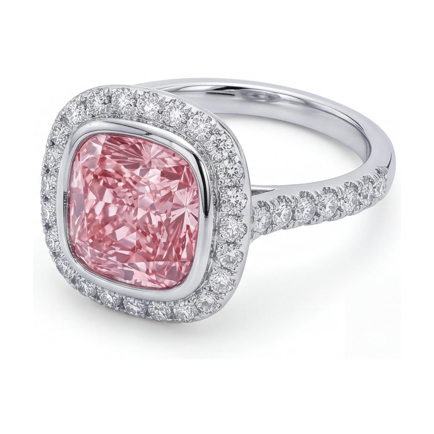 Anello di Fidanzamento con Diamante Rosa Taglio Cuscino da 3,35 Carati