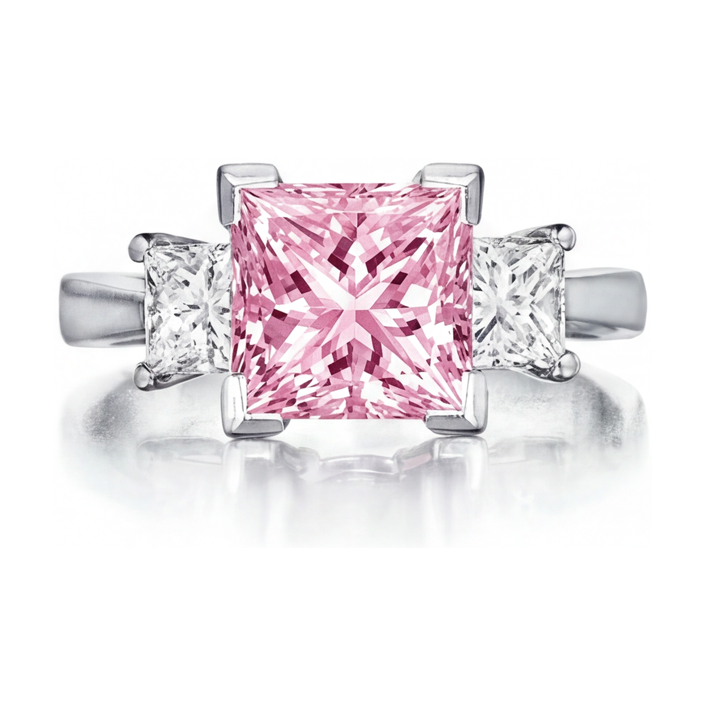 Anello di Fidanzamento con Diamante Rosa Taglio Princess da 3,9 Carati