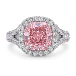 Anello di Fidanzamento con Diamante Rosa da 4,1 Carati Taglio Cuscino